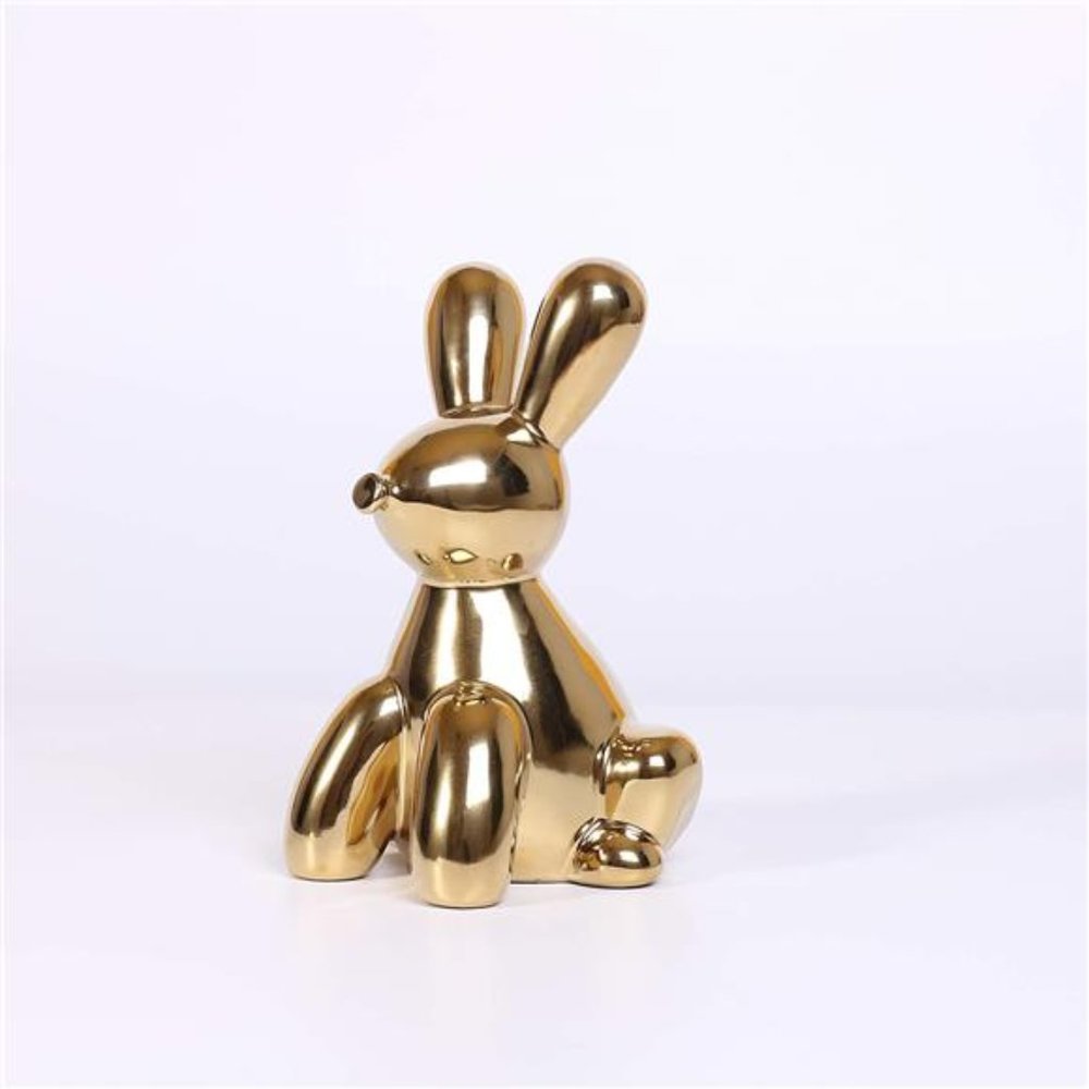 Gold Home Décor Balloon Figurine Accent, Small Ceramic Animal Statue Handmade